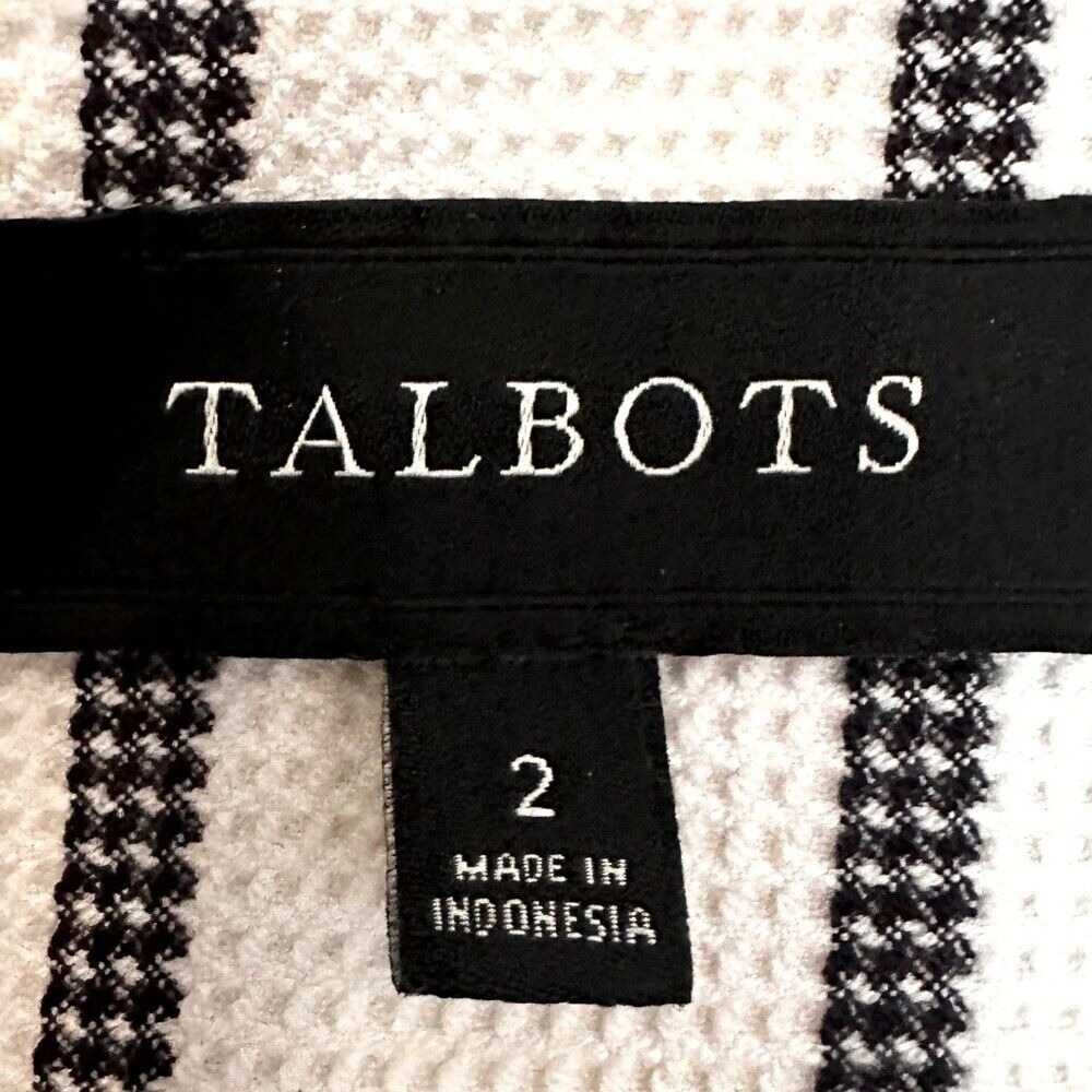 Talbots Pinstriped Textured Summer Jacket Blazer Women's 2 Ivory Navy Career - Picture 5 of 7